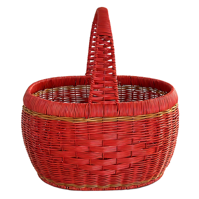 手工编织中国红手提买菜篮大容量