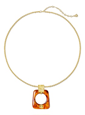 GXIAOXIAO几何方形鸢尾花项链