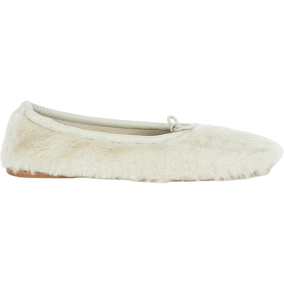 【38开门红】HEREU 女皮革边饰羊毛皮芭蕾平底鞋休闲鞋