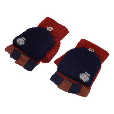 秋冬款儿童翻盖半指保暖手套