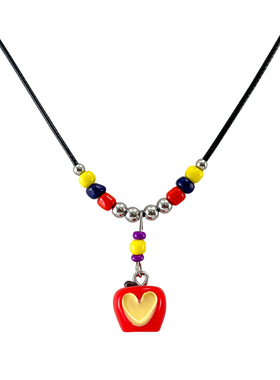 ZRZO红色心形苹果编绳项链