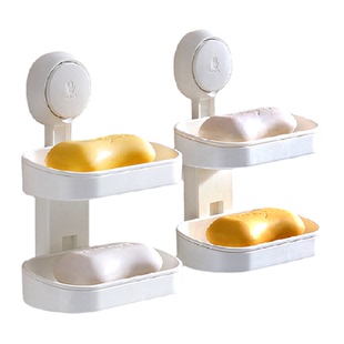 太力家用肥皂盒吸盘壁挂式双层沥水卫生间收纳免打孔香皂盒置物架