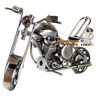 手工哈雷铁艺摩托车模型装饰金属拖拉机汽车摆件男生礼品摄影道具