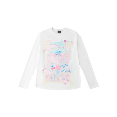 LAMLICKA多巴胺印花字母长袖T恤