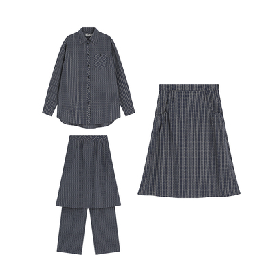 立体提花复古裙裤套装