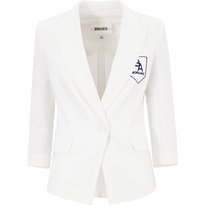 BORAAKSU简约亚麻七分袖西装外套