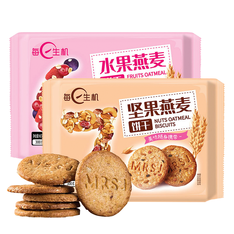 每日生机燕麦饼干全代餐饱腹坚果粗杂粮麸皮消化办公室零食300g