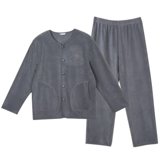 仕乐摇粒绒情侣开衫睡衣套装春秋加绒保暖家居服男女可外穿本命年