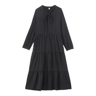 法式桔梗裙2025春秋赫本风连衣裙宽松显瘦长款裙子长裙到脚踝气质