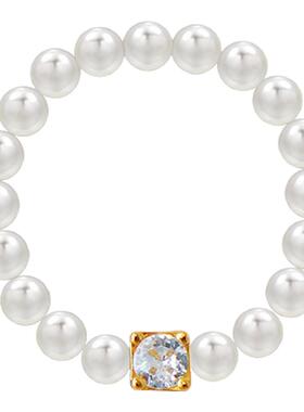 黑色小米珍珠钻石戒指女