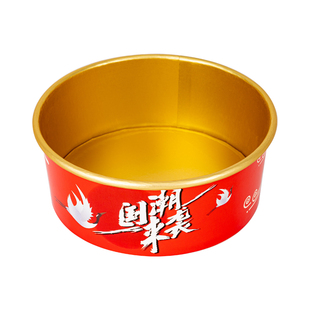 一次性金箔牛皮纸碗打包盒500沙拉碗加厚外卖带盖圆形国潮纸餐盒