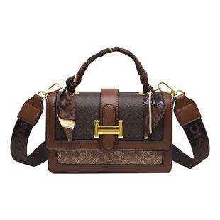 高级质感压纹包包女2025新款潮时尚手提小方包百搭ins单肩斜挎包