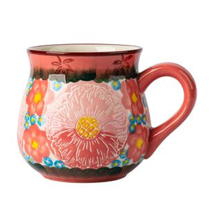 绿影黛粉马克杯家用杯子陶瓷情侣水杯办公室复古高颜值早餐杯茶杯
