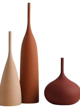 玫瑰家景德镇手工拉丝陶瓷花瓶复古侘寂家居客厅莫兰迪装饰品摆件