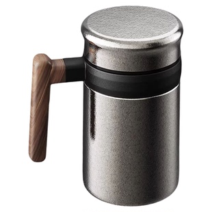 进口纯钛保温杯男款商务水杯大号大容量泡茶杯办公室便携把手茶杯