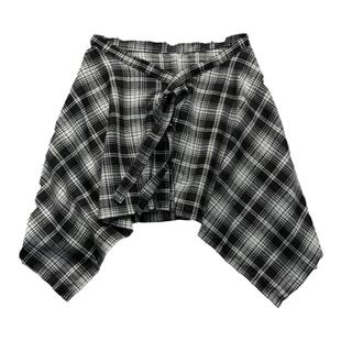 美式复古黑白格子下摆系带腰封裙摆男潮卫衣女裤挂饰屁帘遮臀裙子