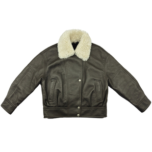 轻涂层澳毛美利奴剪毛皮毛一体皮草外套柔软型轻油蜡澳皮毛革COCO