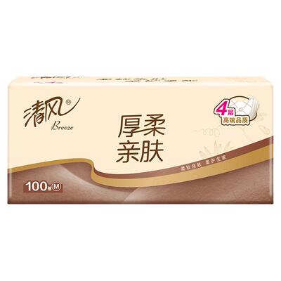 清风厚柔原木抽纸4层M码100抽