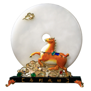 新年马摆件客厅2026新款高级感玄关电视柜桌面珐琅彩平安扣装饰品