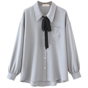 大码女装乱麻衬衫200斤胖mm夏季新款宽松显瘦长袖百搭休闲衬衣潮