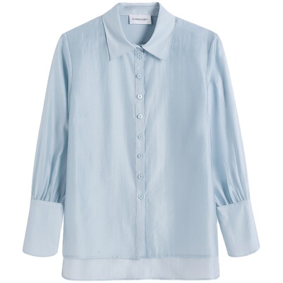 DUIWEI通勤立领长袖微透衬衫