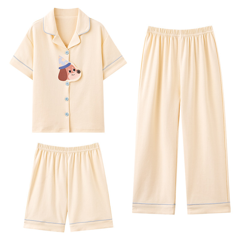 纯棉夏季开衫女士睡裙家居服