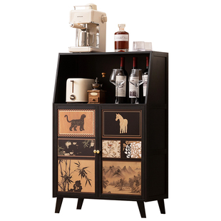 厨房餐边柜子储物柜家用靠墙客厅咖啡茶水柜置物柜中古风落地橱柜