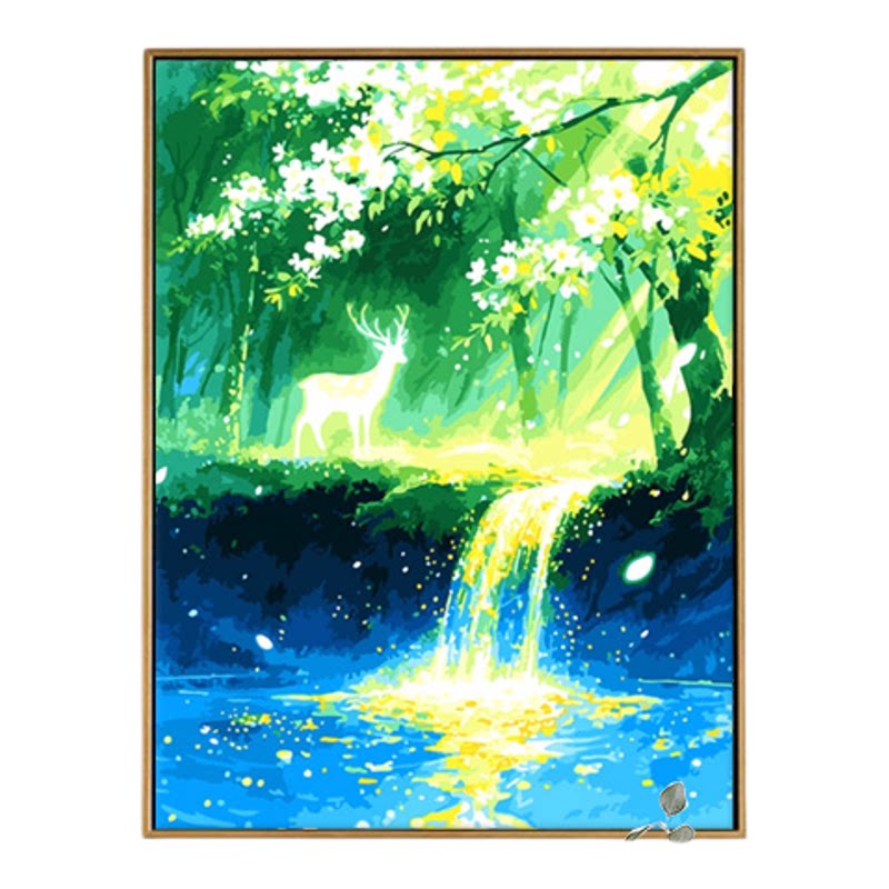 数字油画diy填充自绘涂色手工填色画减压丙烯油彩画装饰 林深见鹿