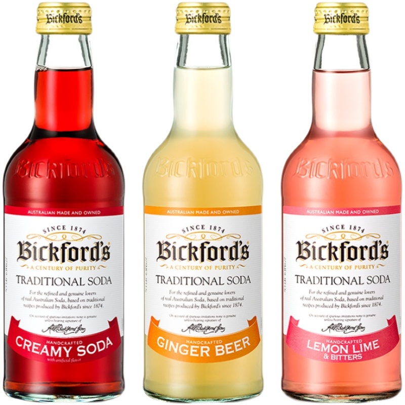 Bickford's/贝可福澳洲进口姜香草柠檬酸橙果汁味含气饮料275ml装