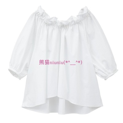 慵懒风法式褶皱花边领一字肩衬衫