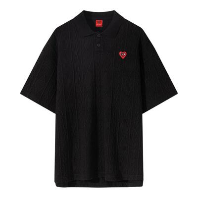 查尔斯桃心老钱风针织短袖POLO衫