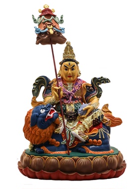 藏传财宝天王树脂彩绘供奉摆件