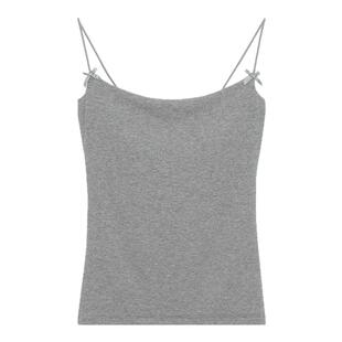 2025春夏蝴蝶结大弹力修身细肩带基础打底吊带含胸垫背心 25203