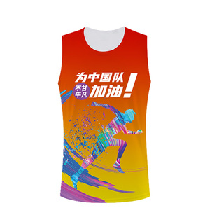 速干无袖背心定制logo马拉松跑步团T恤全身印运动训练服球衣diy夏