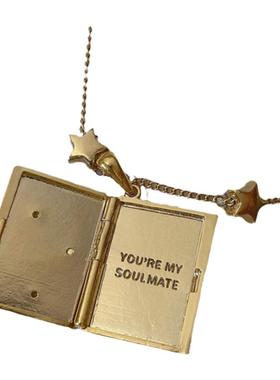 sweetbones情话星星月亮复古开合相册项链