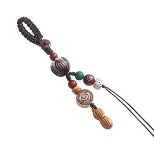 多款DIY汽车钥匙扣挂件手工编织绳半成品男女多宝和田玉挂绳配件