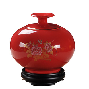 中国红色茶叶罐陶瓷大中小号铁观音茶罐包装盒黄色储存罐蓝色瓷罐