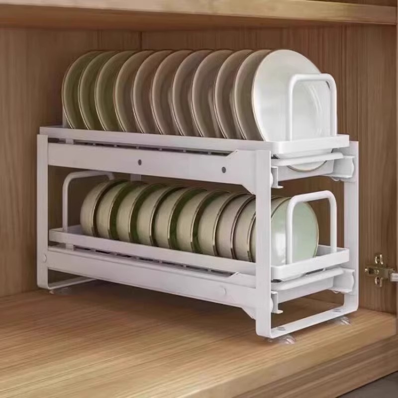 碗碟收纳架橱柜内置下水槽免安装抽拉碗盘沥水厨房放碗碟架置物架