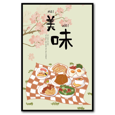 吃饭厨房猫咪背胶装饰贴画