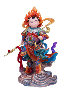 哪吒三太子神像中坛元帅神像脚踏风火轮三太子供奉摆件