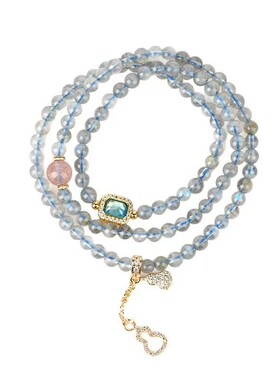 柏利来天然水晶三圈手链拉长石女