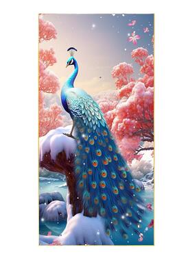入户玄关装饰画新中式进门孔雀