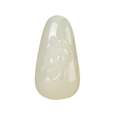 和田玉荷花藕粉吊坠女款