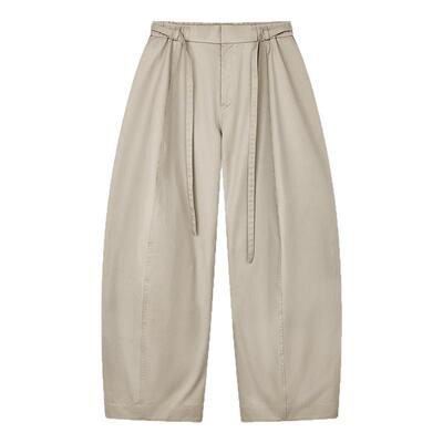 BLINK/新疆长绒棉高支高密透气系带量感弯刀阔腿裤双色廓形长裤