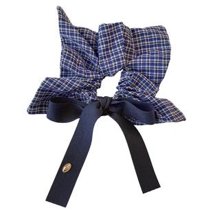 韩系牛仔蓝方巾大肠发圈女2025新款高级感马尾发绳蝴蝶结头绳发饰