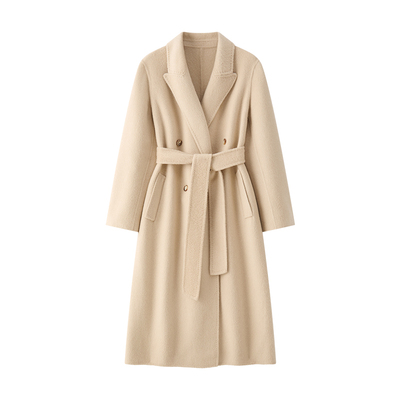 100幼骆驼绒戗驳领双面呢大衣