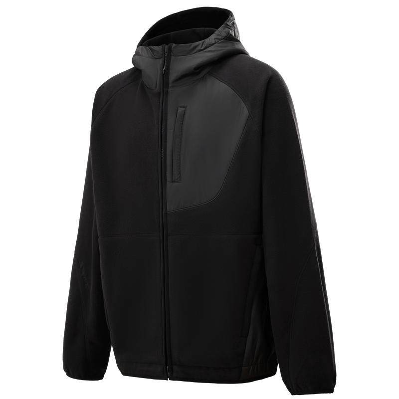 KOLON SPORT可隆露营秋冬男士抓绒夹克保暖轻便宽松连帽梭织外套