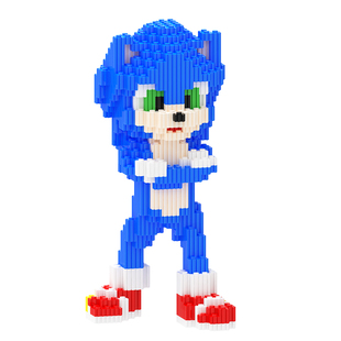 刺猬索尼克乐积木高微小颗粒拼装夏特动漫人物拼图玩具儿童男女孩