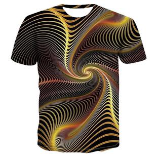 夏季热卖 新款休闲t恤几何眩晕图案3D印花短袖男士潮流个性T恤衫