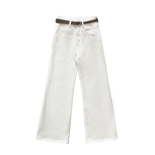 李李服饰气质老钱调不贴腿微喇裤女2026春季新款宽松白色长裤